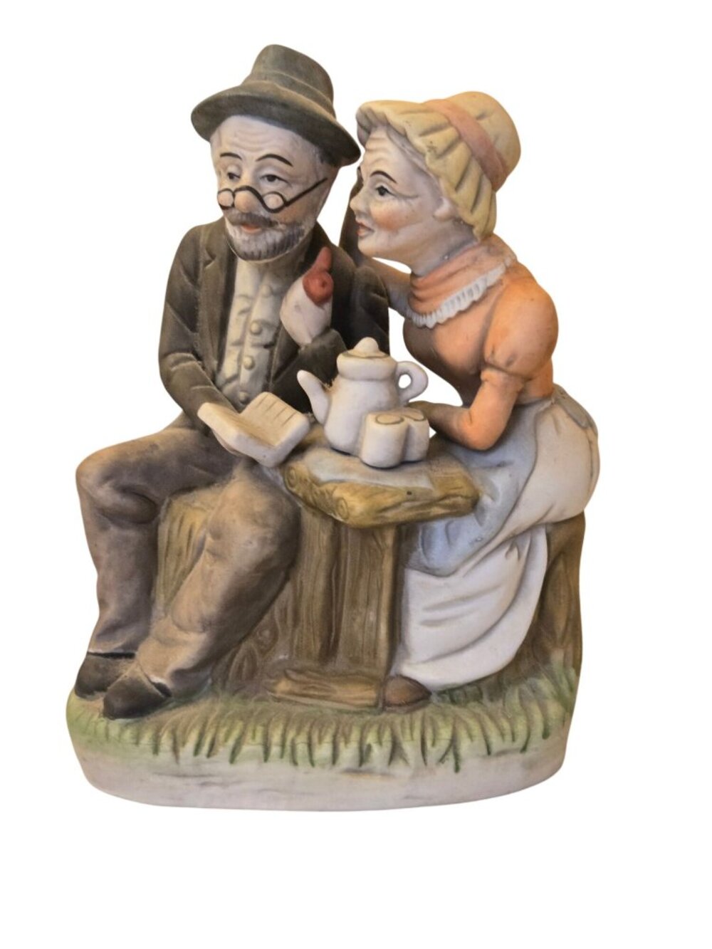 Vintage Bisque Elderly Couple Enjoying a Moment Collectors Edition Grandparents